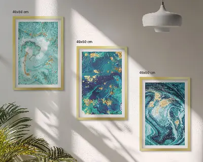 Set tablouri pentru dormitor cu model abstract în nuanțe de turcoaz