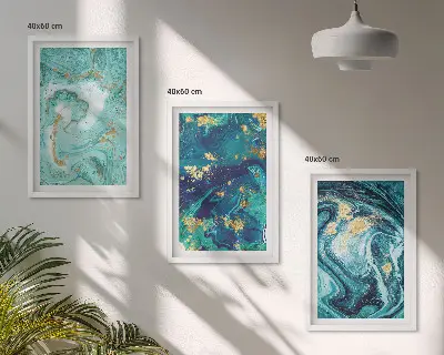 Set tablouri pentru dormitor cu model abstract în nuanțe de turcoaz