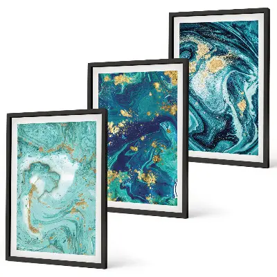 Set tablouri pentru dormitor cu model abstract în nuanțe de turcoaz