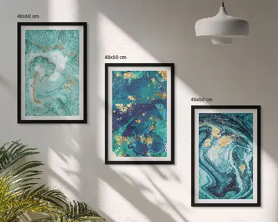 Set tablouri pentru dormitor cu model abstract în nuanțe de turcoaz