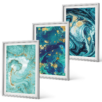 Set tablouri pentru dormitor Abstracție de vopsea turcoaz