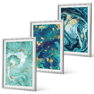 Set tablouri pentru dormitor cu model abstract în nuanțe de turcoaz