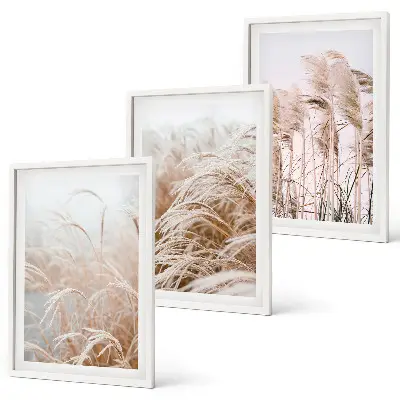 Set tablouri decorative câmpuri de iarbă în nuanțe de maro și bej