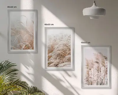Set tablouri decorative câmpuri de iarbă în nuanțe de maro și bej
