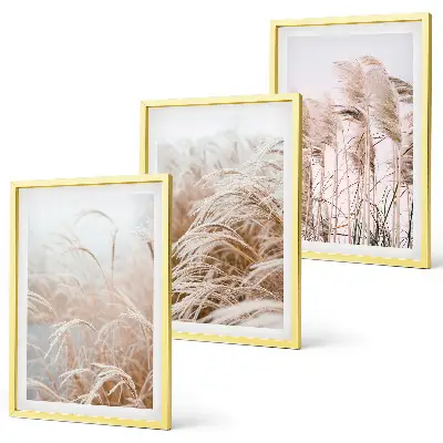 Set tablouri decorative câmpuri de iarbă în nuanțe de maro și bej