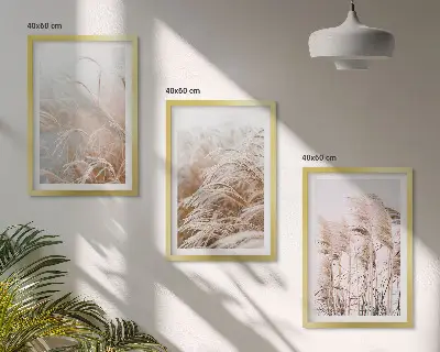 Set tablouri decorative câmpuri de iarbă în nuanțe de maro și bej