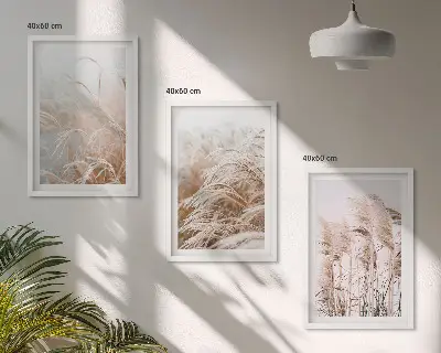 Set tablouri decorative câmpuri de iarbă în nuanțe de maro și bej