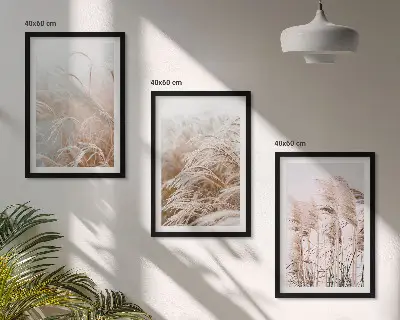 Set tablouri decorative câmpuri de iarbă în nuanțe de maro și bej