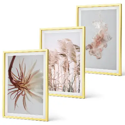 Set de tablouri pentru dormitor cu model de flori de iarbă pe fundal deschis