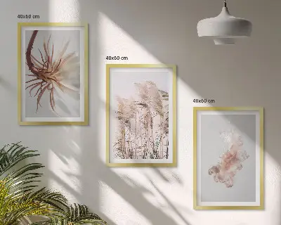 Set de tablouri pentru dormitor cu model de flori de iarbă pe fundal deschis