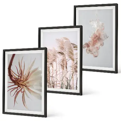 Set de tablouri pentru dormitor cu model de flori de iarbă pe fundal deschis