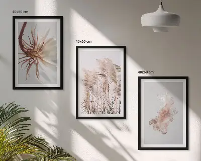 Set de tablouri pentru dormitor cu model de flori de iarbă pe fundal deschis