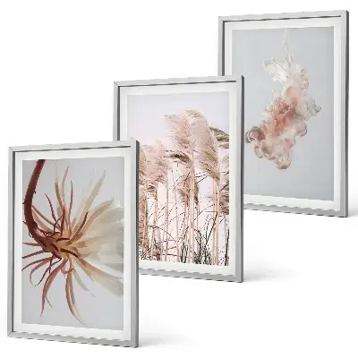 Set de tablouri pentru dormitor cu model de flori de iarbă pe fundal deschis