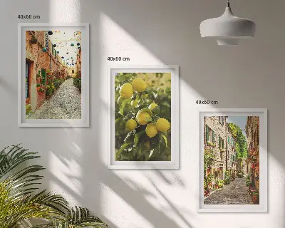 Set tablouri pentru dormitor cu străzi și flori de lămâi în fundal