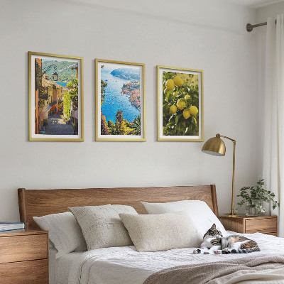 Set tablouri decorative Străzi de pe malul mării, mare de lămâi
