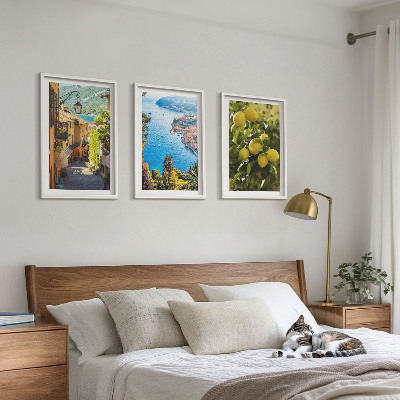 Set tablouri decorative Străzi de pe malul mării, mare de lămâi