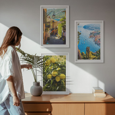Set tablouri decorative Străzi de pe malul mării, mare de lămâi