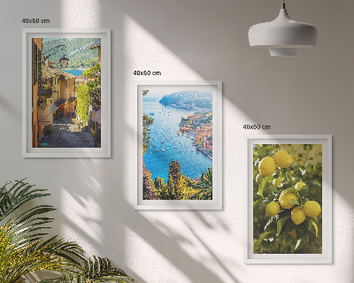 Set tablouri decorative Străzi de pe malul mării, mare de lămâi