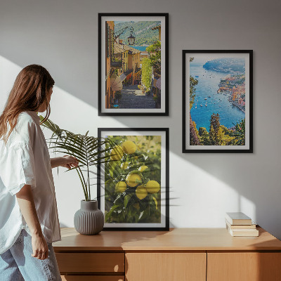 Set tablouri decorative Străzi de pe malul mării, mare de lămâi