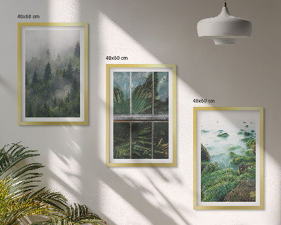 Set tablouri decorative Seră pe malul râului, ceață de pădure