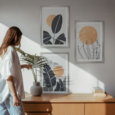 Set tablouri pentru dormitor Modele de plante cu sori mari minimaliste