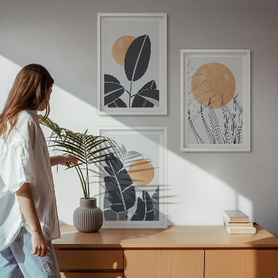 Set tablouri pentru dormitor Modele de plante cu sori mari minimaliste