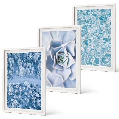 Set tablouri decorative Apă de flori albastre de pădure de iarnă