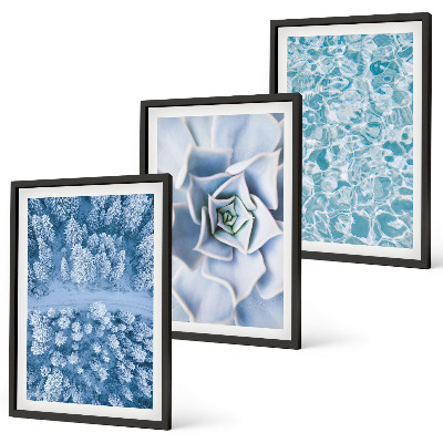 Set tablouri decorative Apă de flori albastre de pădure de iarnă