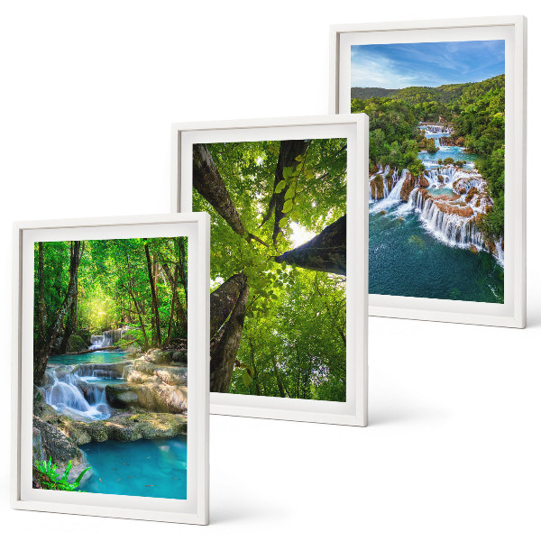 Set tablouri pentru dormitor Cascade cu apă verde din pădure