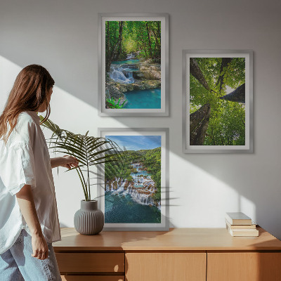 Set tablouri pentru dormitor Cascade cu apă verde din pădure