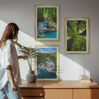 Set tablouri pentru dormitor Cascade cu apă verde din pădure