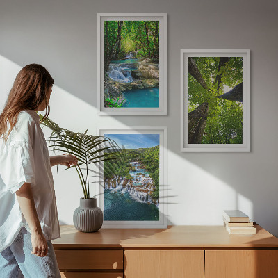 Set tablouri pentru dormitor Cascade cu apă verde din pădure