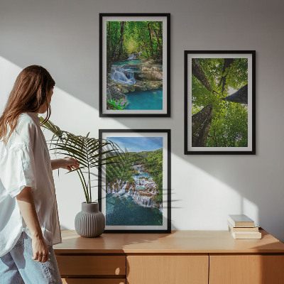 Set tablouri pentru dormitor Cascade cu apă verde din pădure