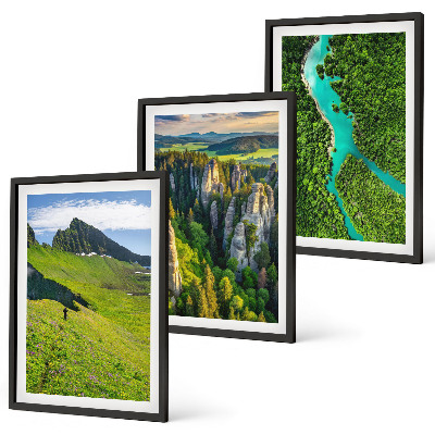 Set tablouri decorative Munți verzi, stânci de râu