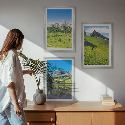 Set tablouri decorative Dealuri verzi cu un castel