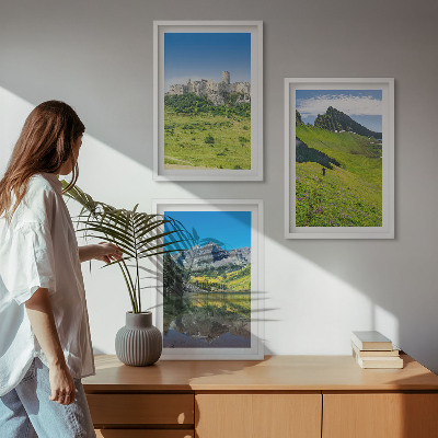 Set tablouri decorative Dealuri verzi cu un castel
