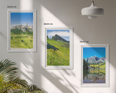 Set tablouri decorative Dealuri verzi cu un castel