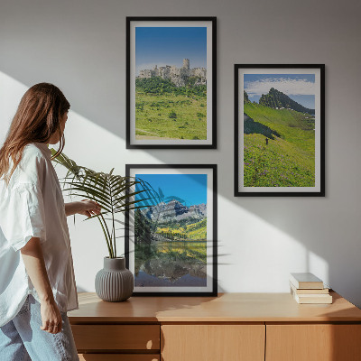 Set tablouri decorative Dealuri verzi cu un castel