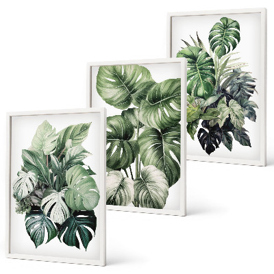 Set tablouri decorative Acuarelă cu frunze tropicale verzi