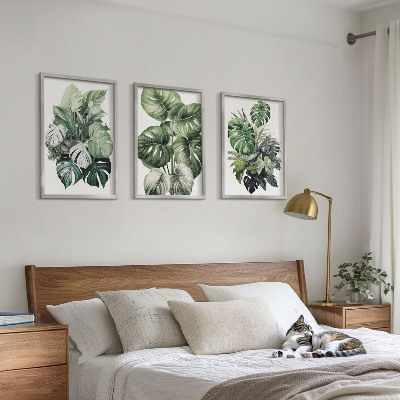 Set tablouri decorative Acuarelă cu frunze tropicale verzi