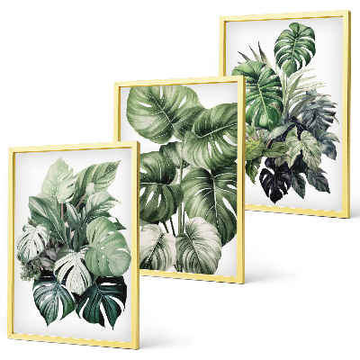 Set tablouri decorative Acuarelă cu frunze tropicale verzi