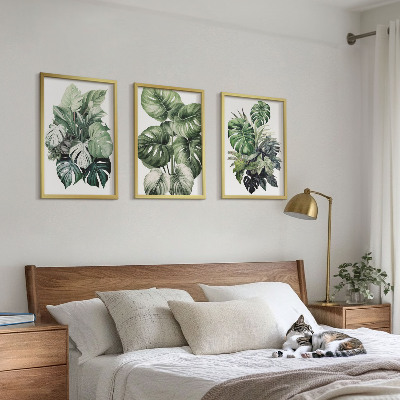 Set tablouri decorative Acuarelă cu frunze tropicale verzi