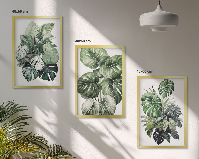 Set tablouri decorative Acuarelă cu frunze tropicale verzi