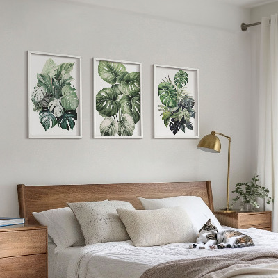 Set tablouri decorative Acuarelă cu frunze tropicale verzi