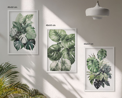 Set tablouri decorative Acuarelă cu frunze tropicale verzi