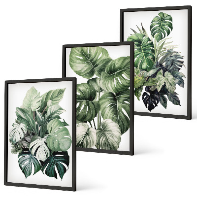 Set tablouri decorative Acuarelă cu frunze tropicale verzi