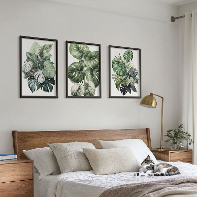 Set tablouri decorative Acuarelă cu frunze tropicale verzi