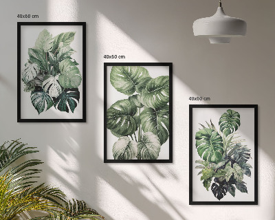 Set tablouri decorative Acuarelă cu frunze tropicale verzi