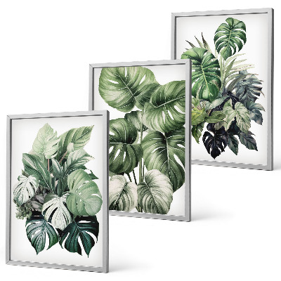 Set tablouri decorative Acuarelă cu frunze tropicale verzi