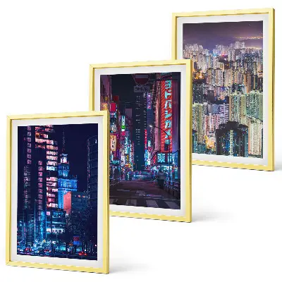 Set de tablouri pentru dormitor cu grafica lumini neon ale orașului de noapte